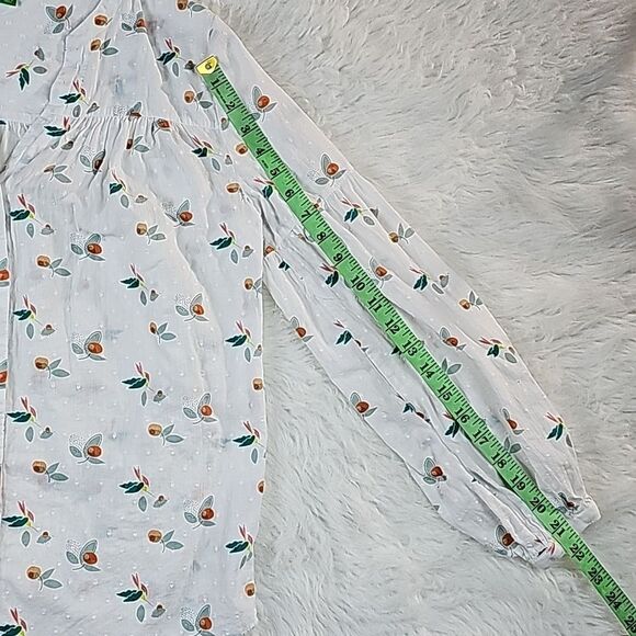 DIP -592 Women's White Orange Printed Button-Up Blouse Size Medium - Picture 6 of 7